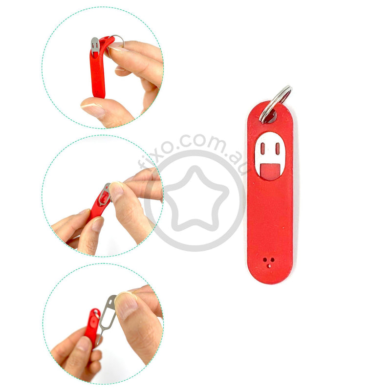 SIM card eject tool - with key holder - RED