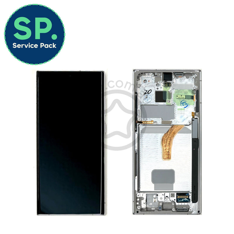 Samsung Galaxy S22 Ultra Replacement LCD Screen with Frame (Genuine Samsung Service Pack) - White